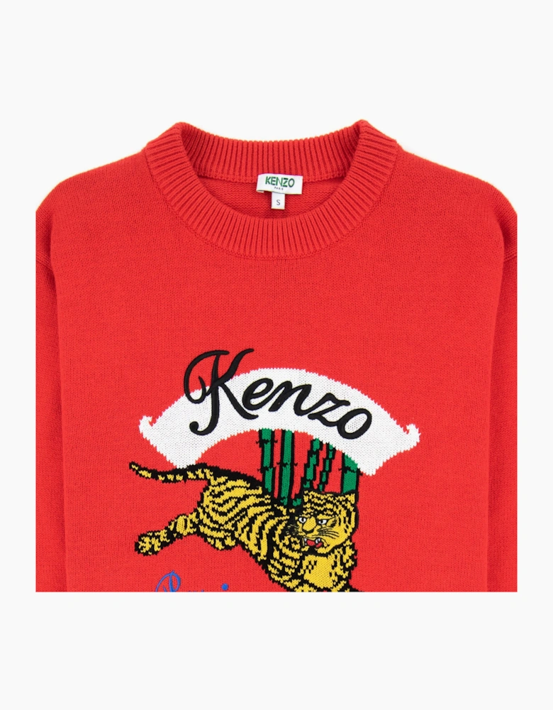 Kenzo Knitted Jumping Tiger Sweat Red