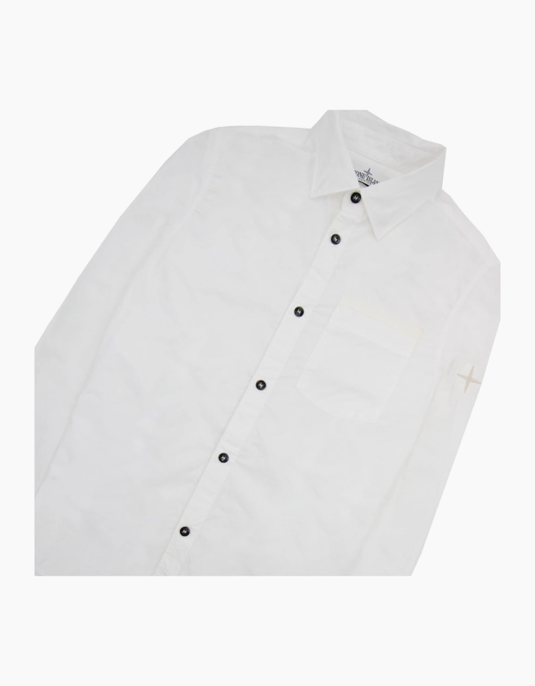 Stone Island Junior Arm Patch Classic Shirt White V0001