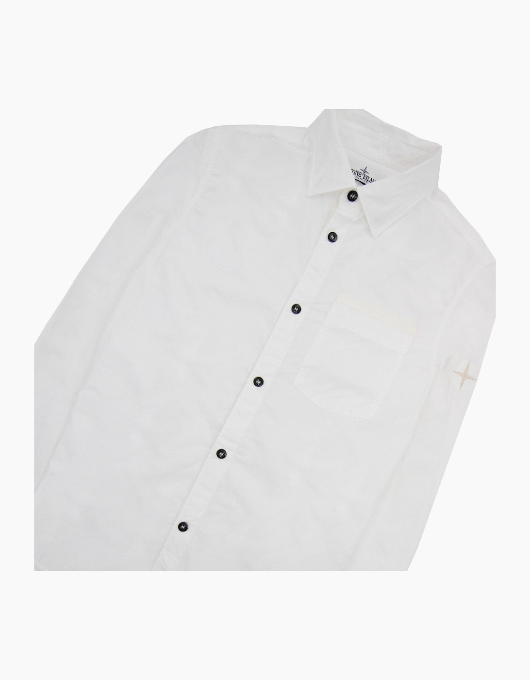 Stone Island Junior Arm Patch Classic Shirt White V0001
