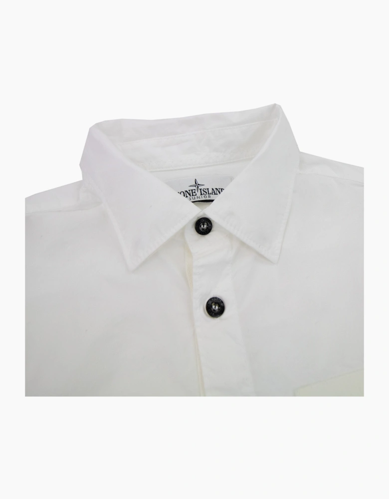 Stone Island Junior Arm Patch Classic Shirt White V0001