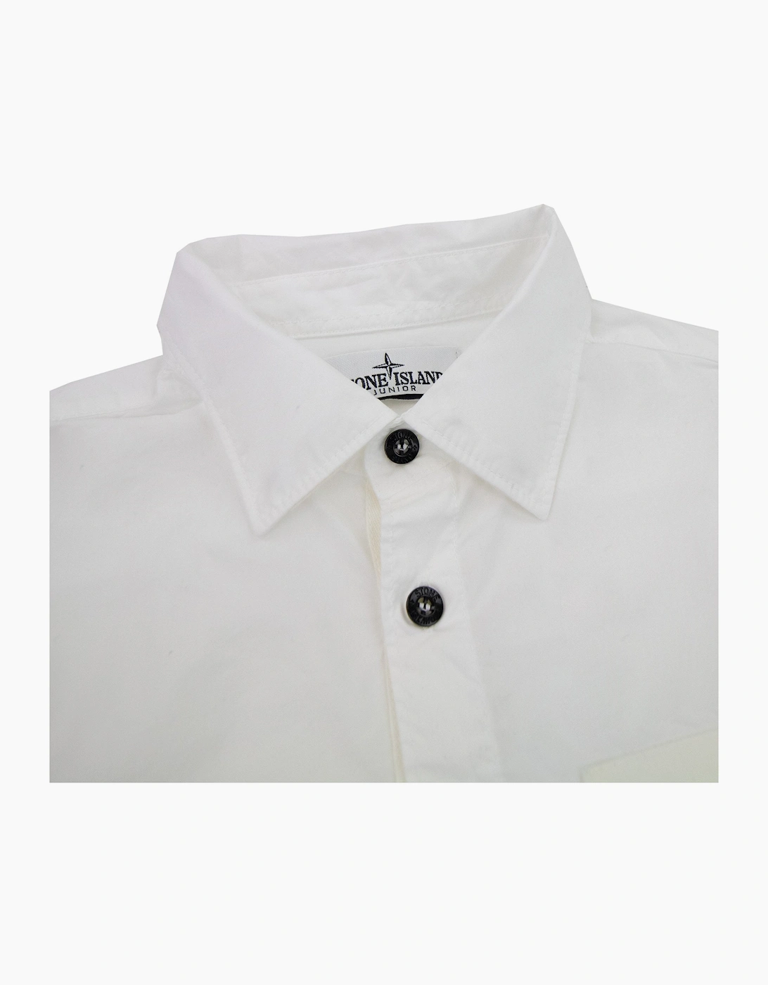 Stone Island Junior Arm Patch Classic Shirt White V0001