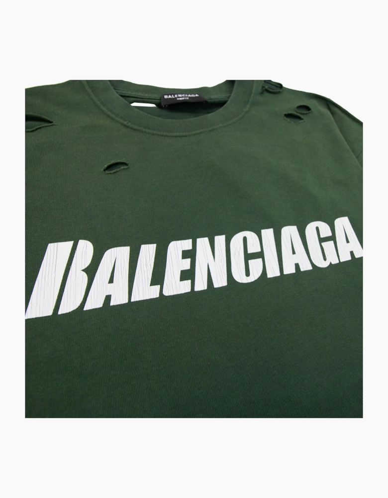 Balenciaga Caps Rip T-shirt Green