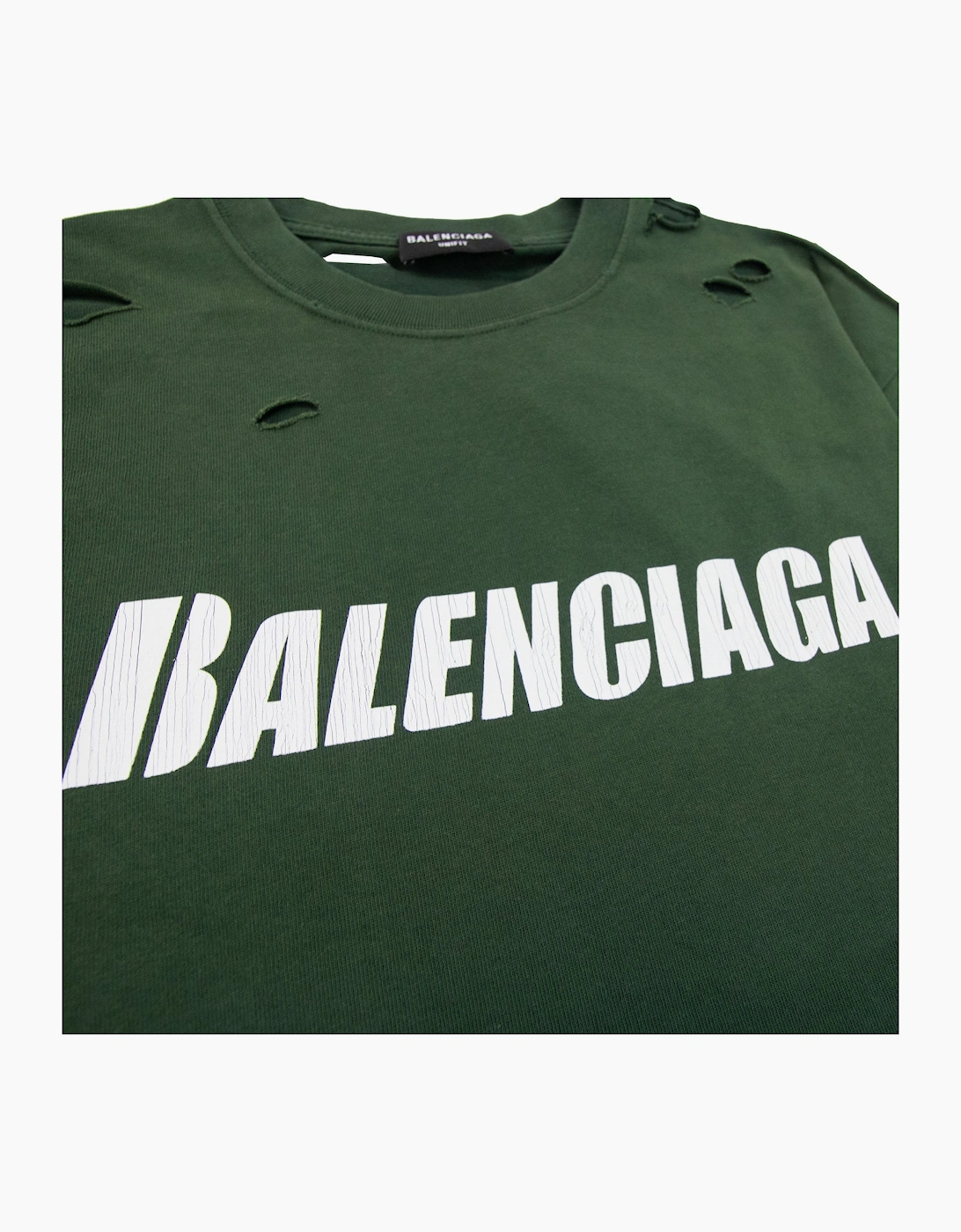 Balenciaga Caps Rip T-shirt Green