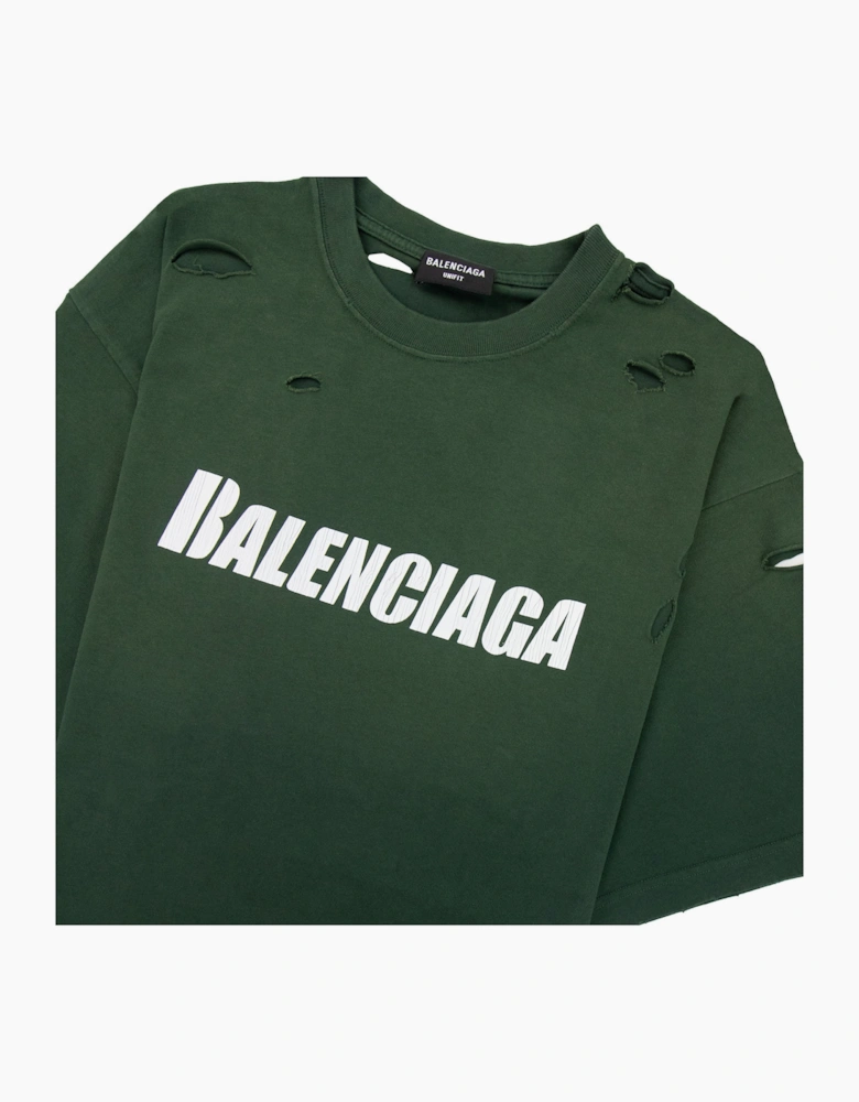 Balenciaga Caps Rip T-shirt Green