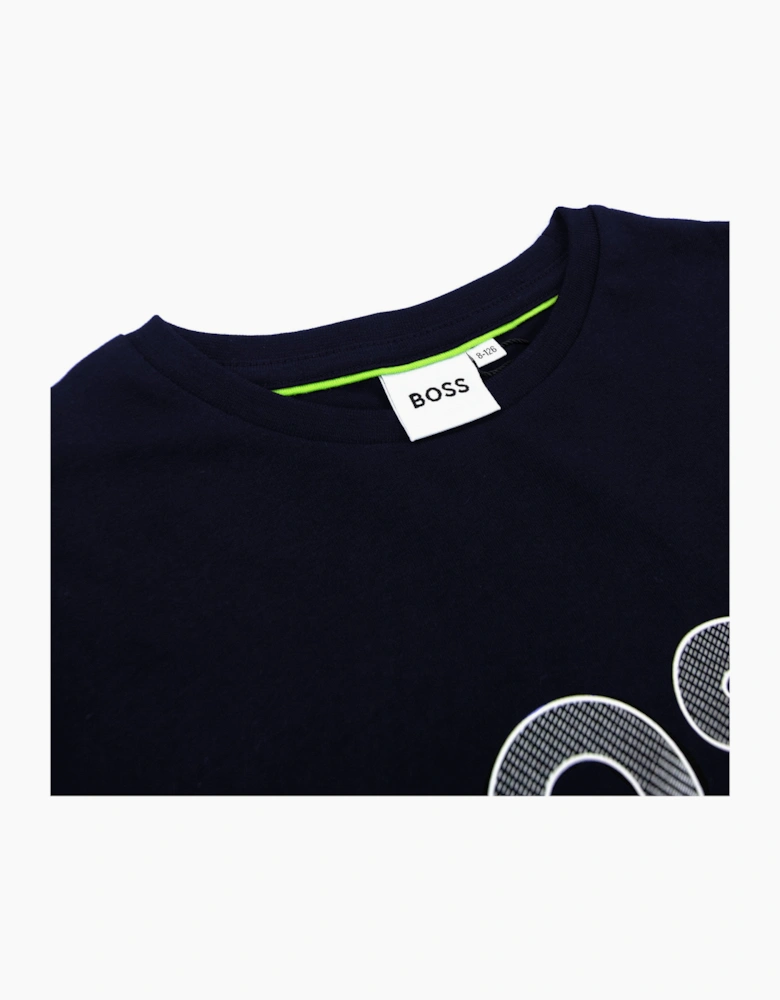 Hugo Boss Kids Printed Logo T Shirt Navy 849