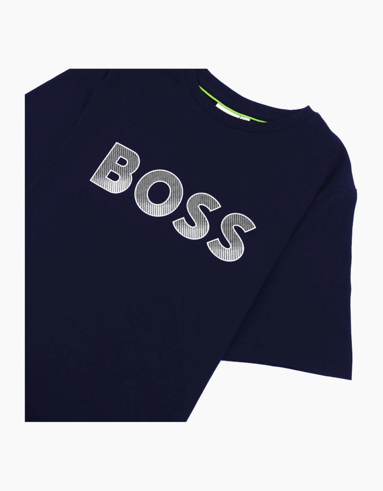 Hugo Boss Kids Printed Logo T Shirt Navy 849