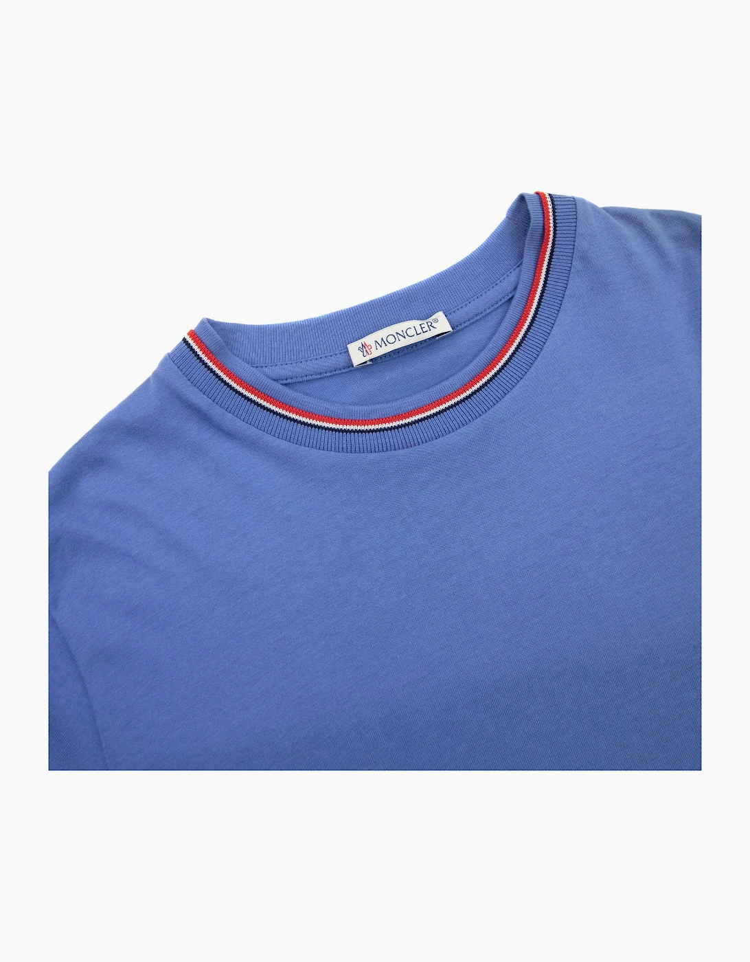 Moncler Junior Maglia Embroidered Arm Logo T Shirt Blue 706