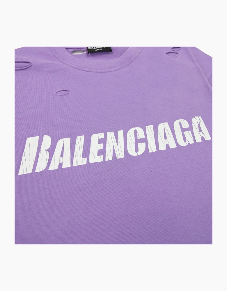 Balenciaga Caps Rip T-shirt Lilac
