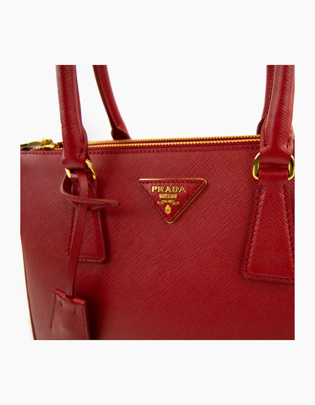 Prada Galleria Mini Saffiano Tote Bag Red Fuoco