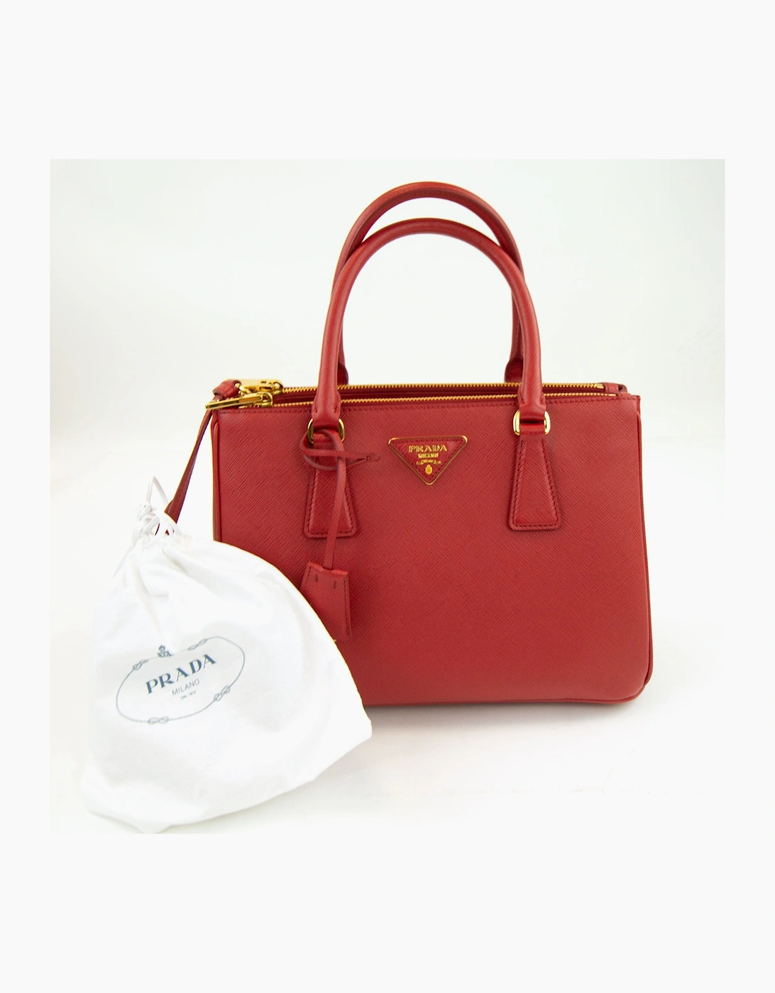 Prada Galleria Mini Saffiano Tote Bag Red Fuoco
