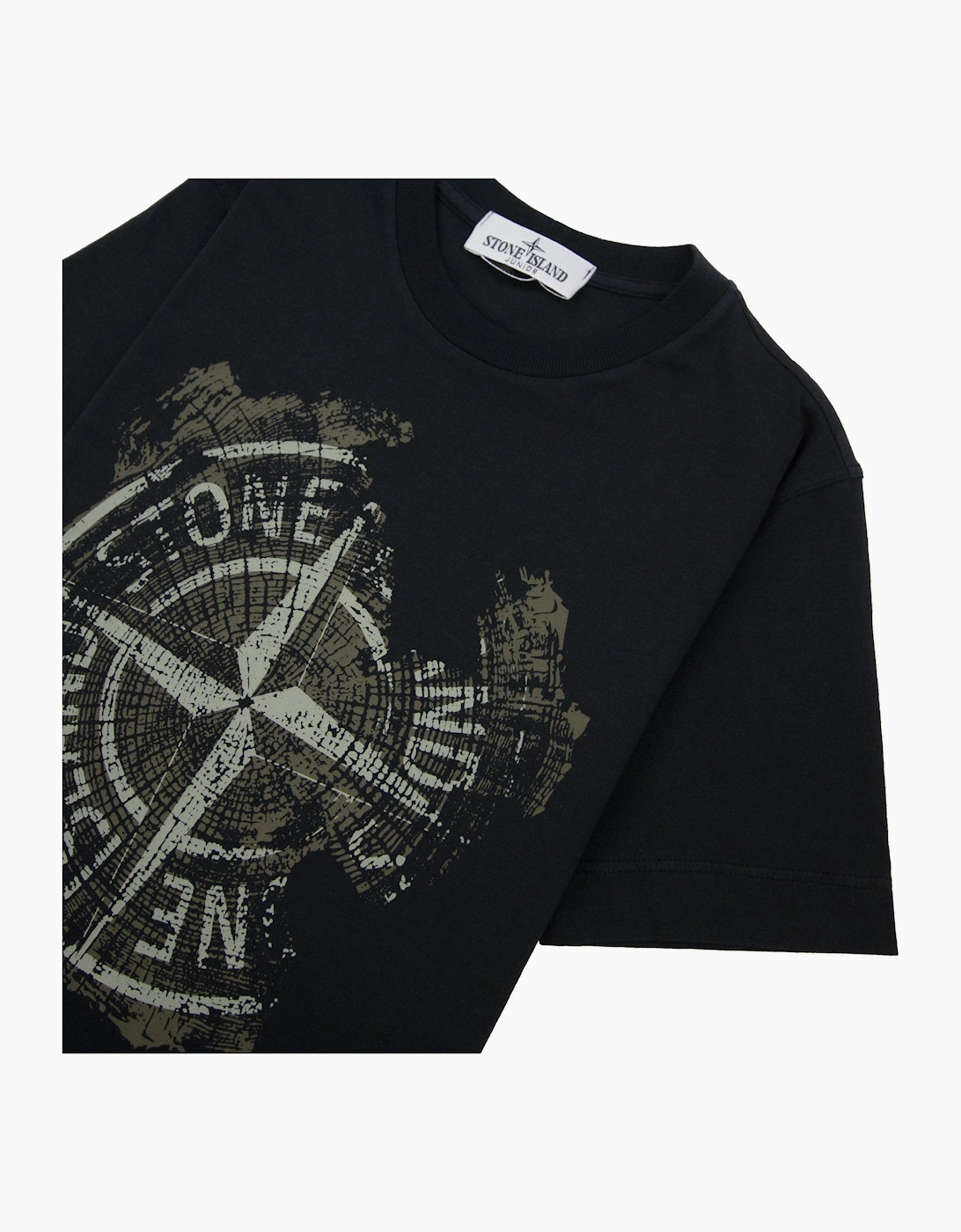 Stone Island Junior 2100010 30/1 Baobab One Print T Shirt Black V0029