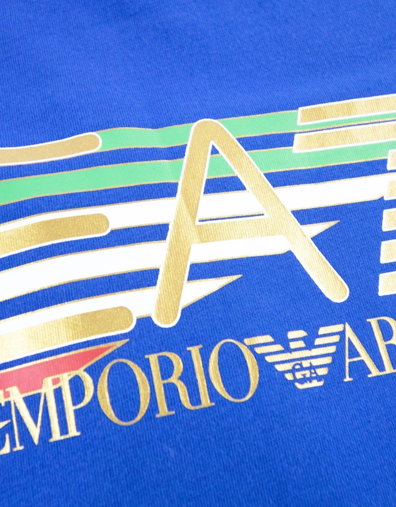 Ea7 Junior Reflective Logo S/s T Shirt Royal Blue