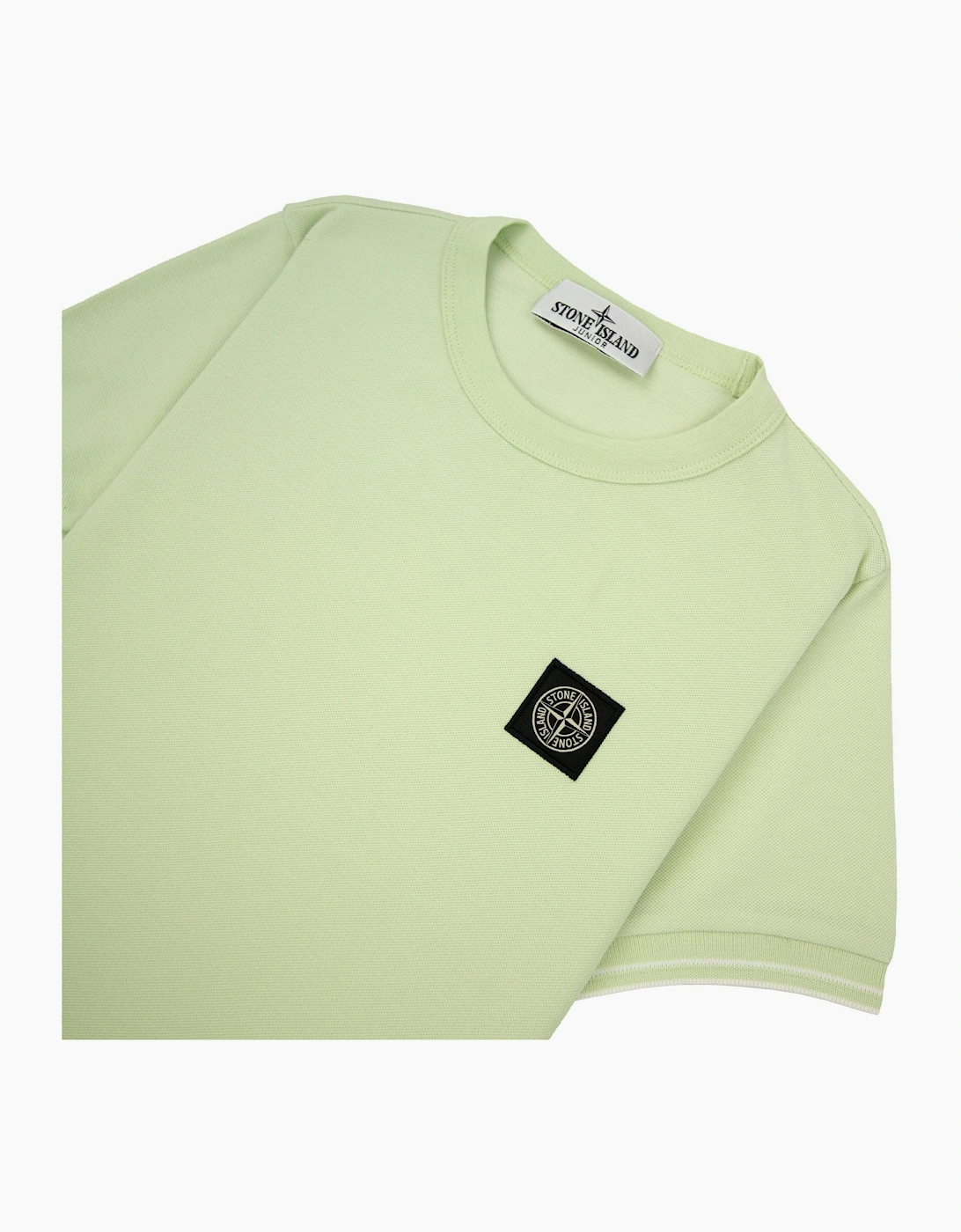 Stone Island Junior 2100001 Light Cotton Compass Patch T Shirt Chlorophyll V005c