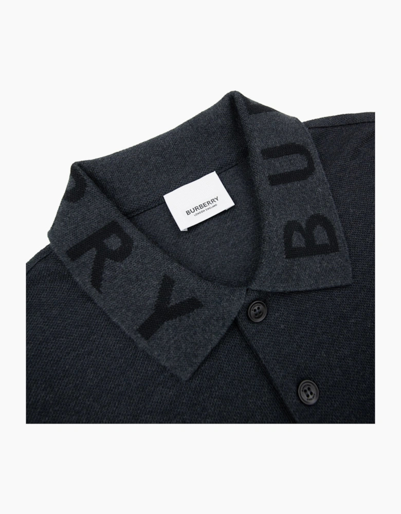 Burberry Ryland Block Collar Writing Polo Dark Grey