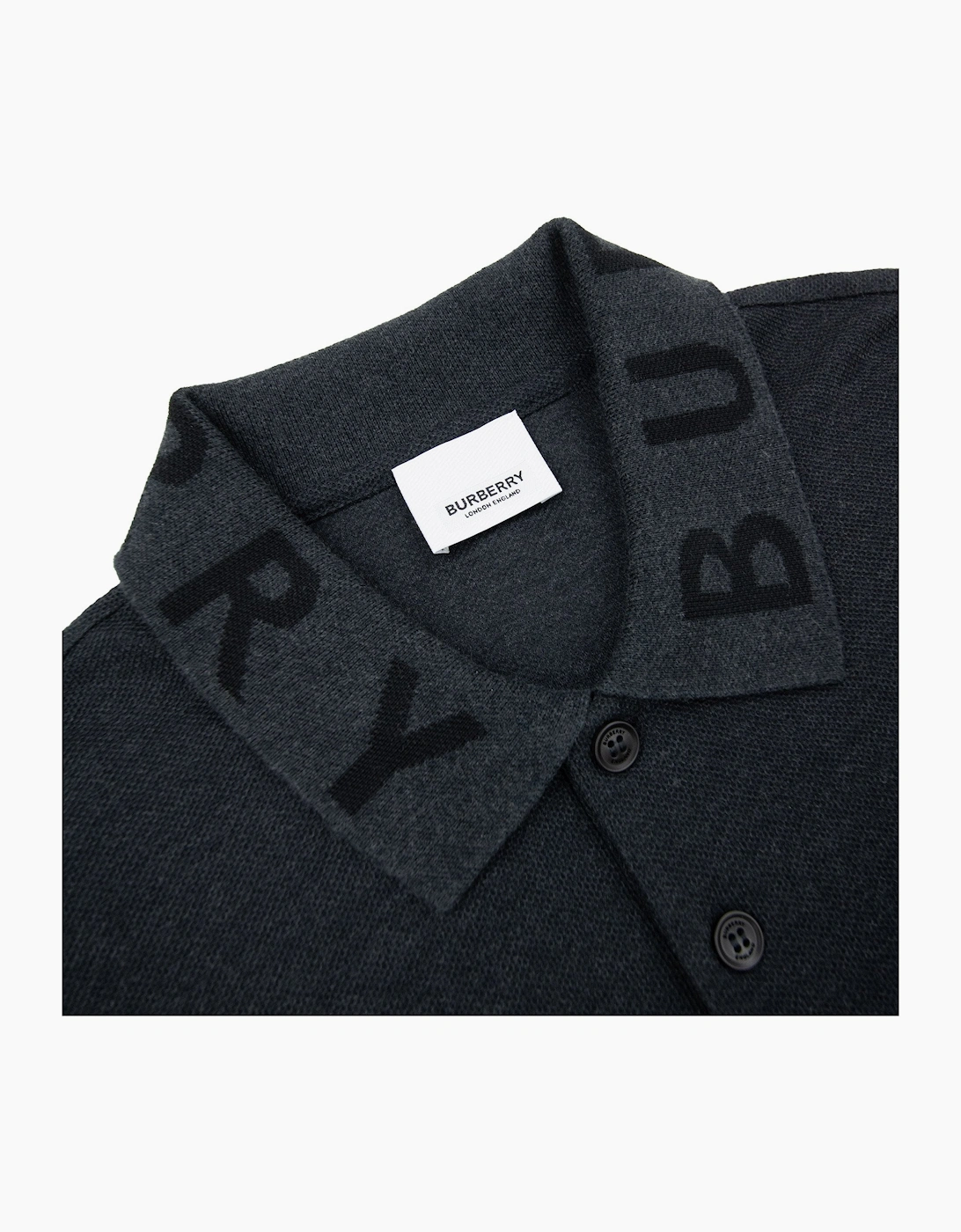 Burberry Ryland Block Collar Writing Polo Dark Grey