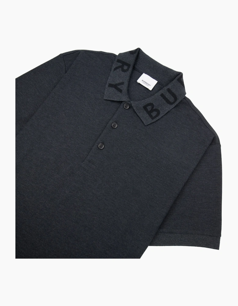 Burberry Ryland Block Collar Writing Polo Dark Grey