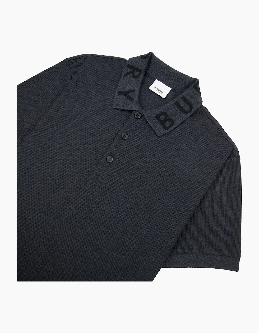 Burberry Ryland Block Collar Writing Polo Dark Grey