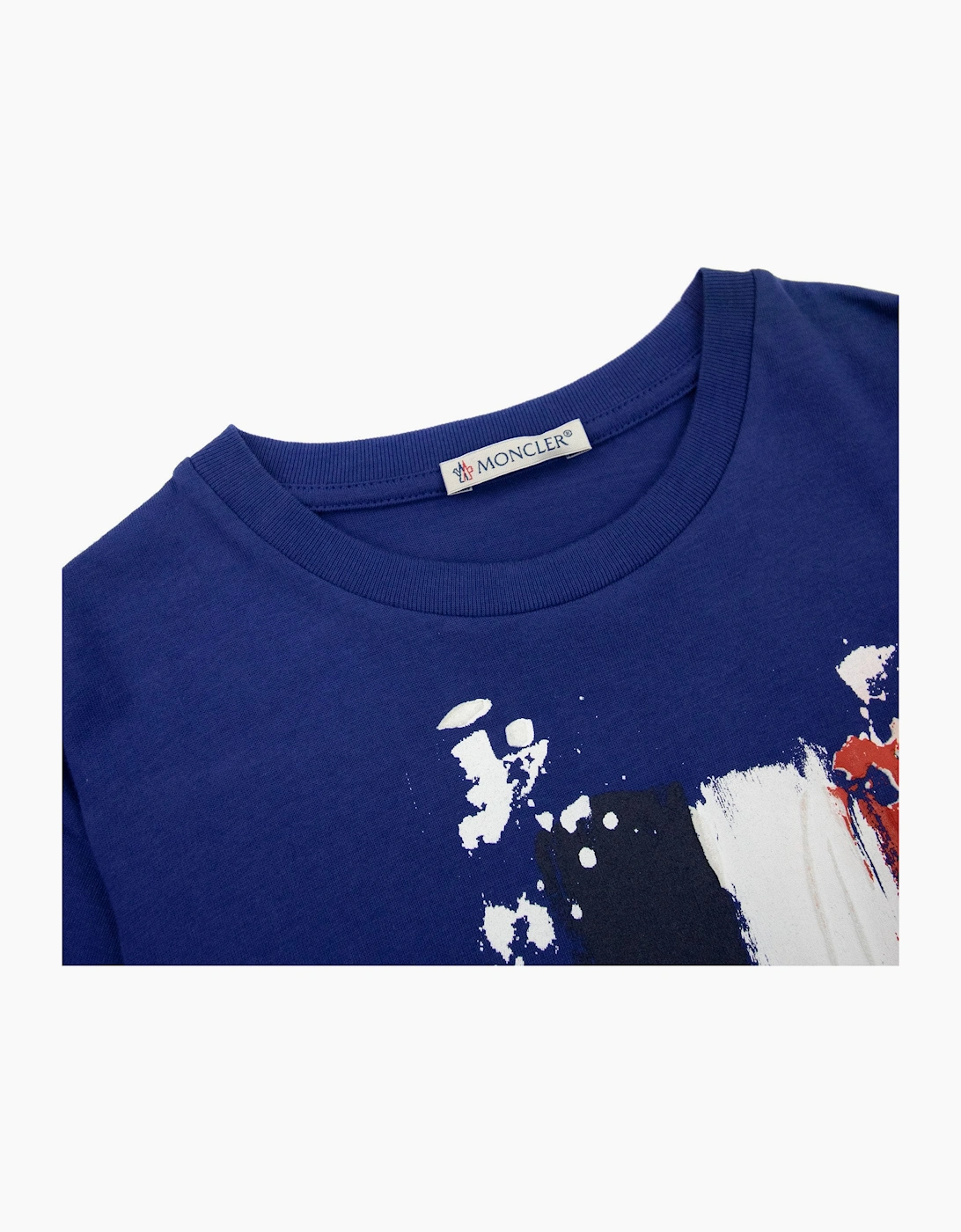 Moncler Junior Hand Painted Logo T Shirt Royal Blue