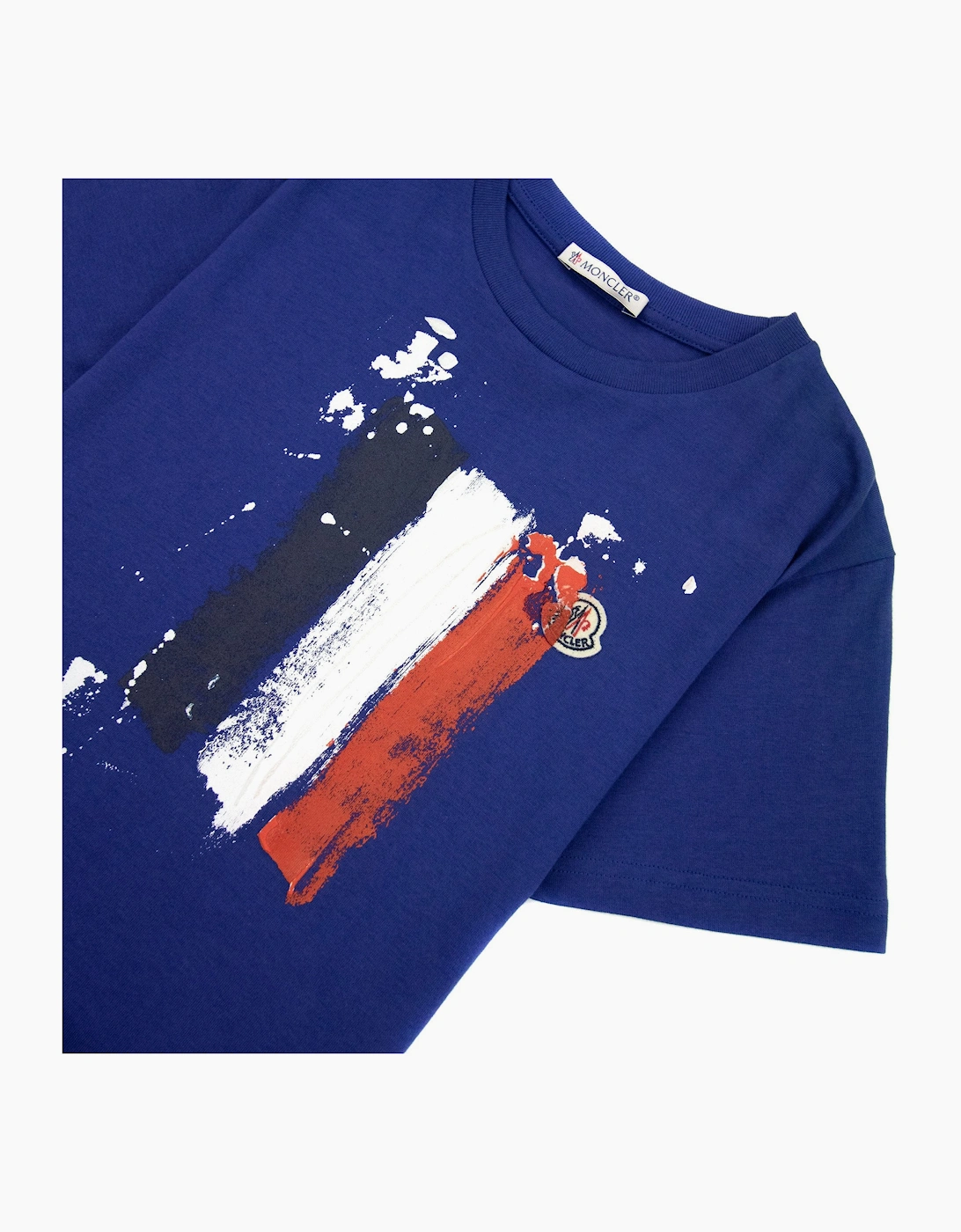 Moncler Junior Hand Painted Logo T Shirt Royal Blue