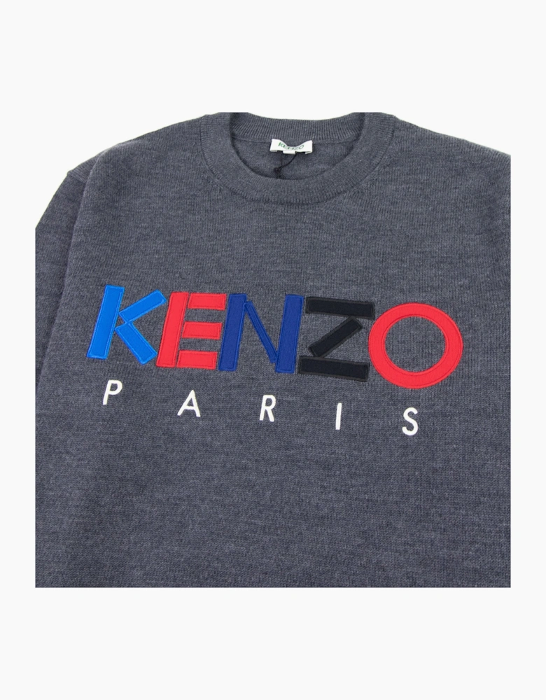 Kenzo Logo Crew Knit Sweatshirt Grey