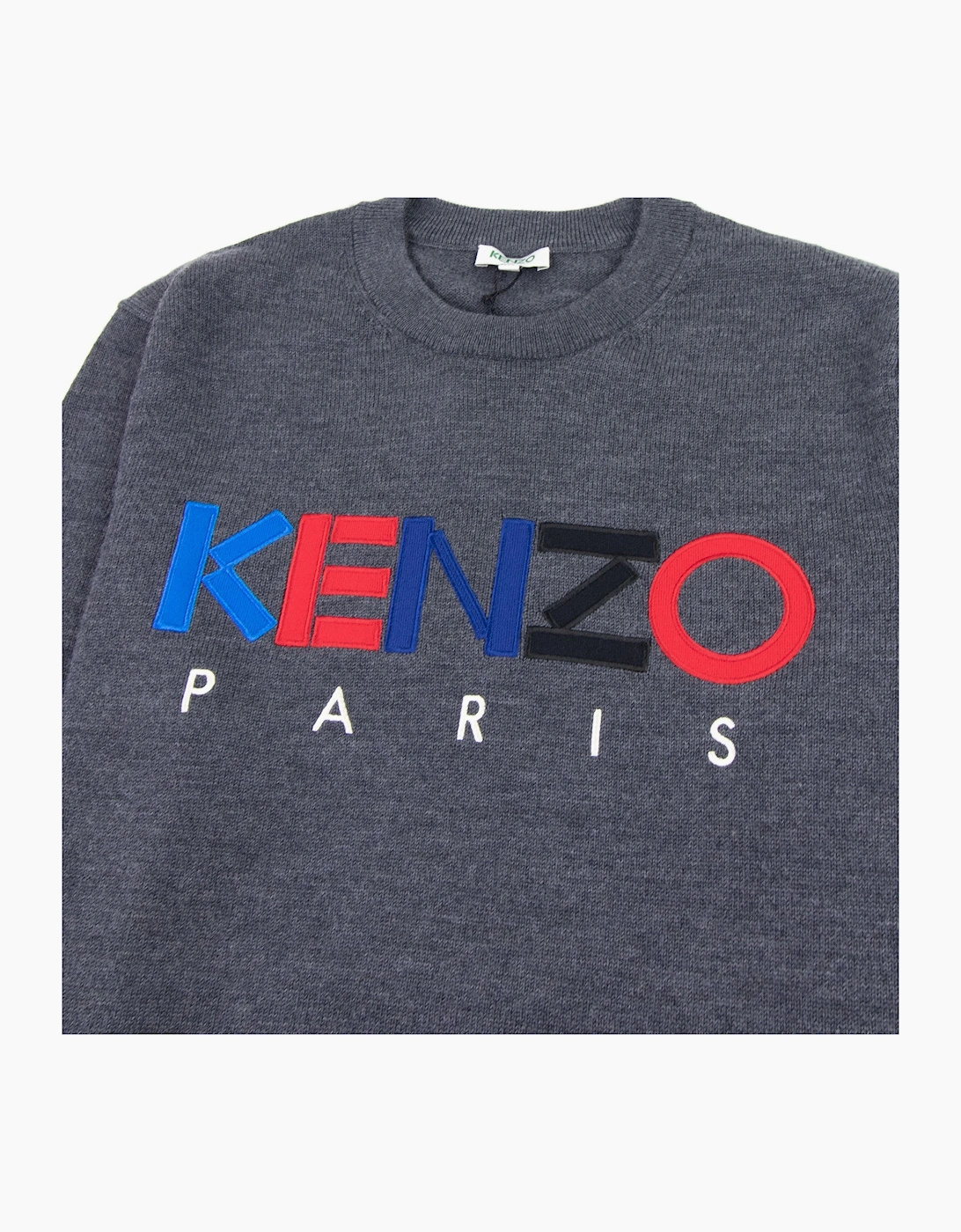 Kenzo Logo Crew Knit Sweatshirt Grey