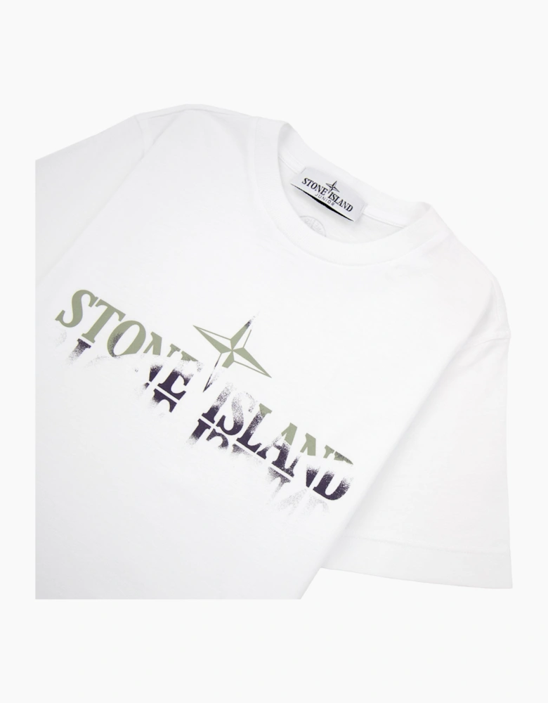 Stone Island Junior 30/1 Camo Two Print Logo T Shirt White V0001