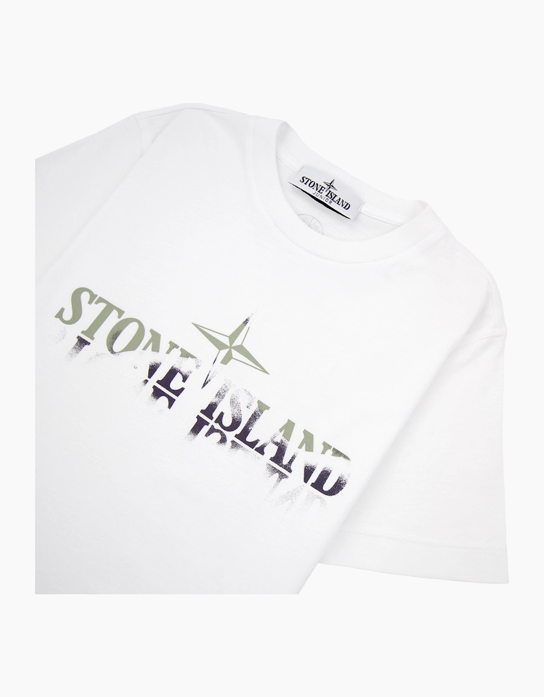 Stone Island Junior 30/1 Camo Two Print Logo T Shirt White V0001