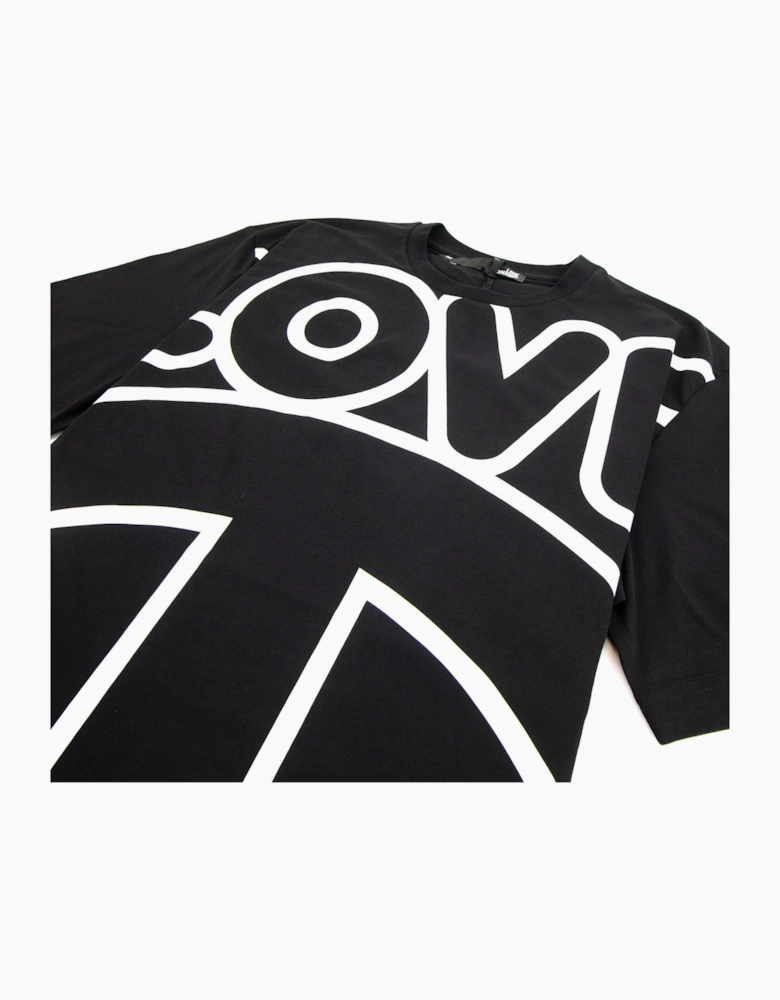 Love Moschino Love Peace Cotton T-shirt Black/White