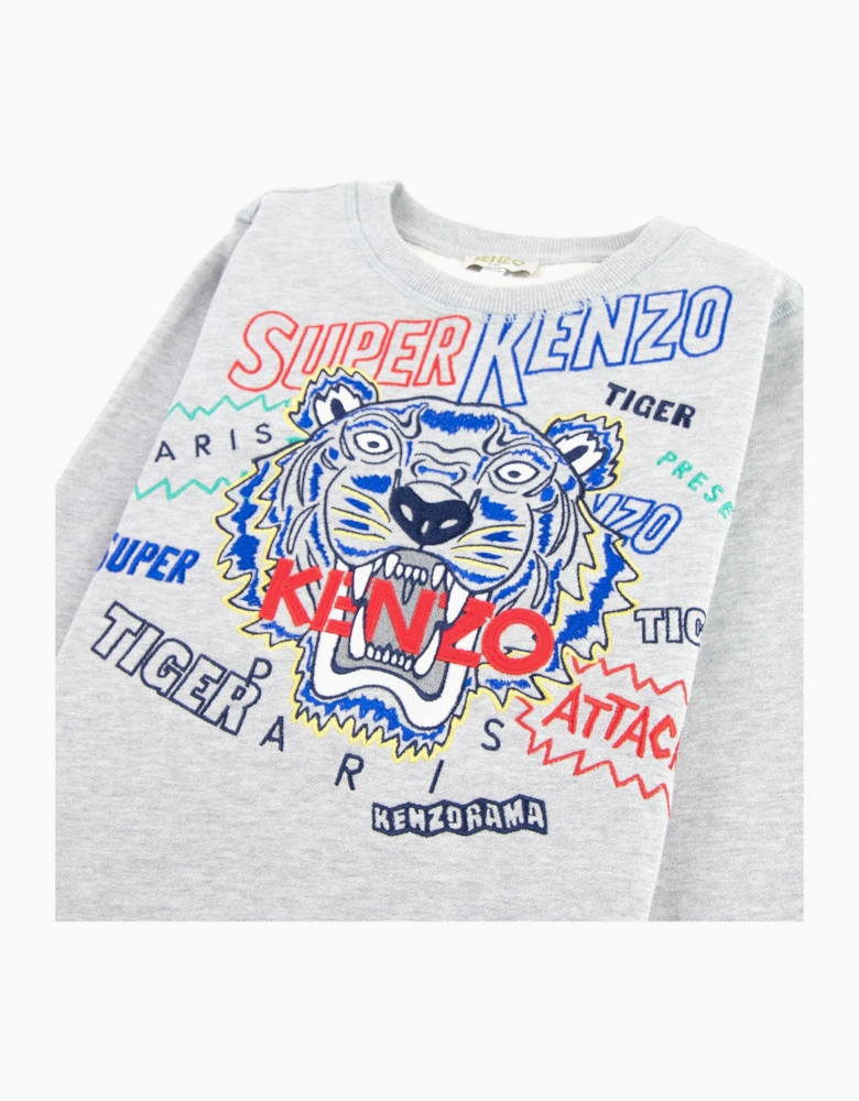 Kenzo Kids Super Tiger Cotton Sweatshirt Grey