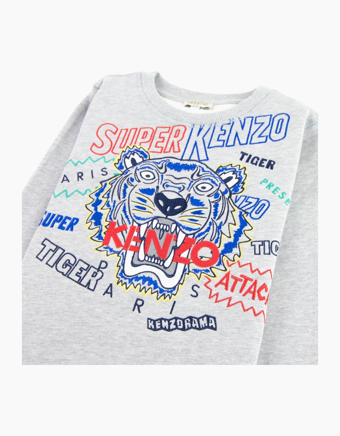 Kenzo Kids Super Tiger Cotton Sweatshirt Grey