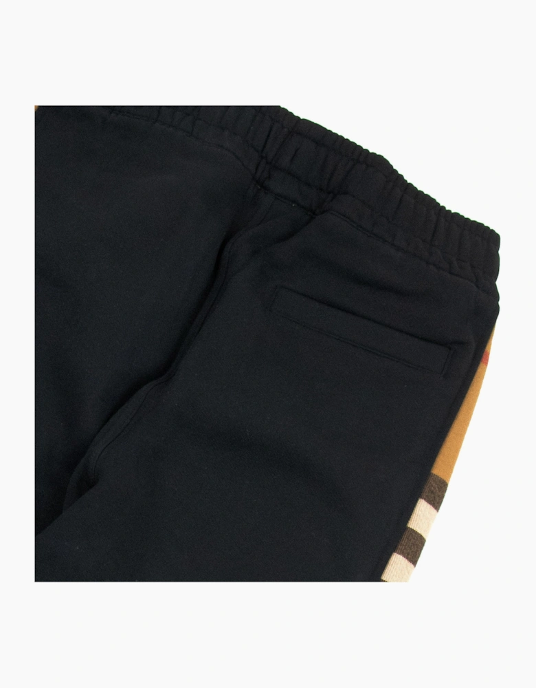 Burberry Check Panel Cotton Jogging Pants Black