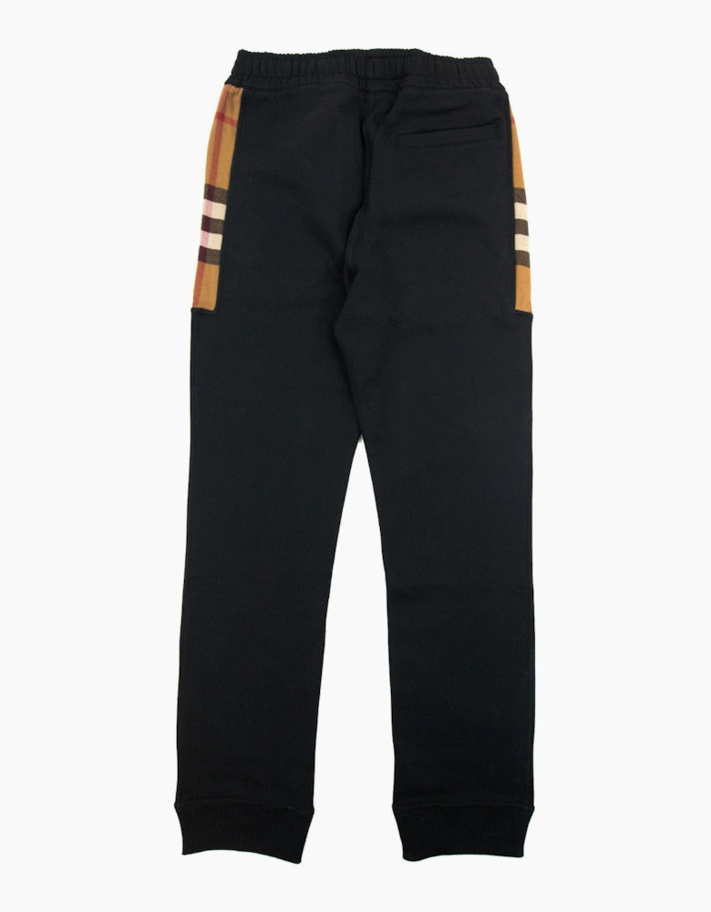 Burberry Check Panel Cotton Jogging Pants Black