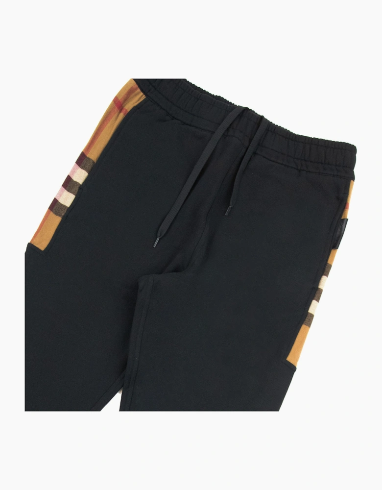 Burberry Check Panel Cotton Jogging Pants Black