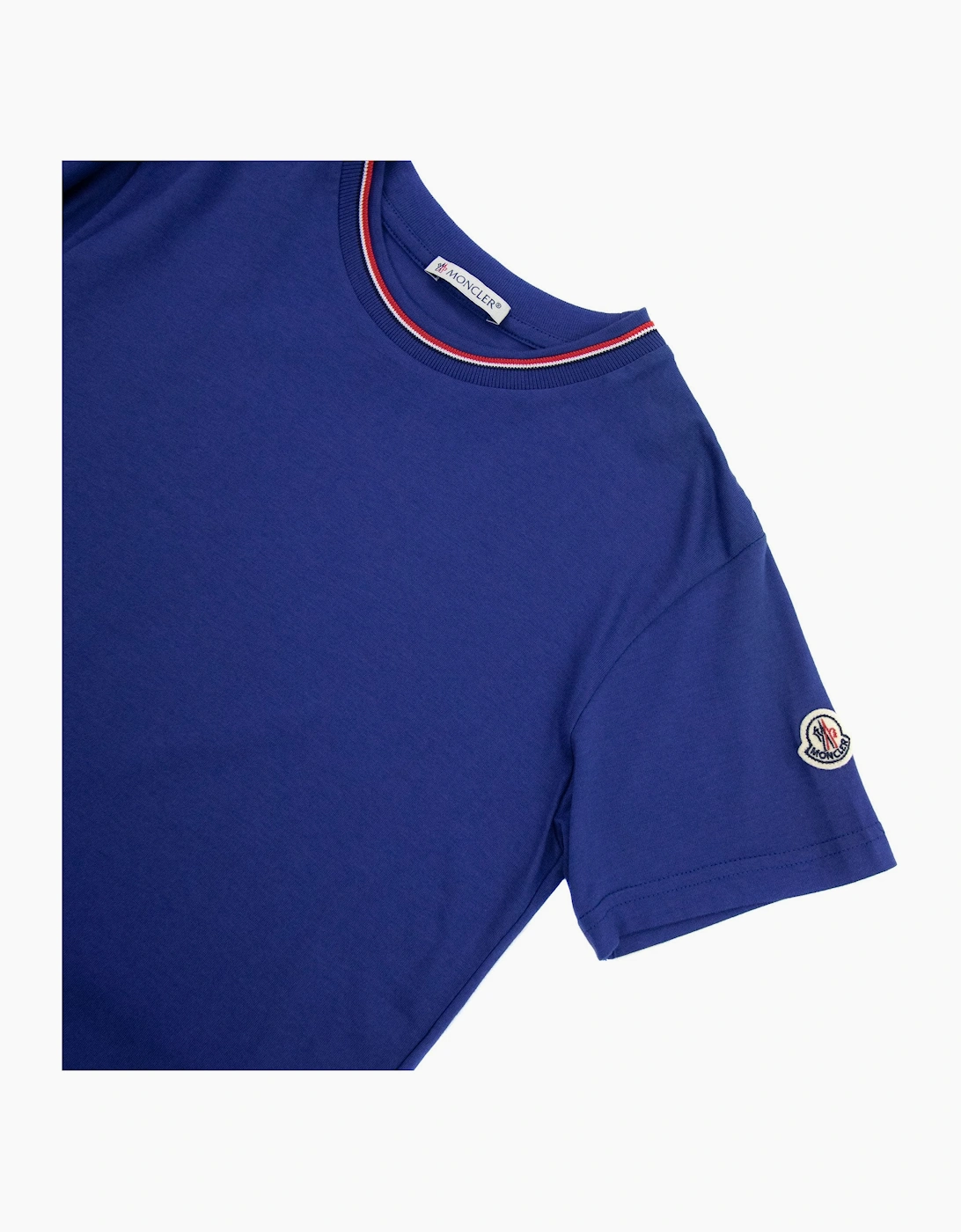 Moncler Junior Maglia Embriodered Arm Logo T Shirt Royal Blue