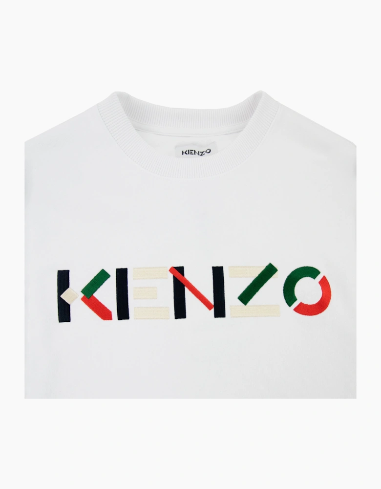 Kenzo Logo Print Crewneck Sweatshirt White 001