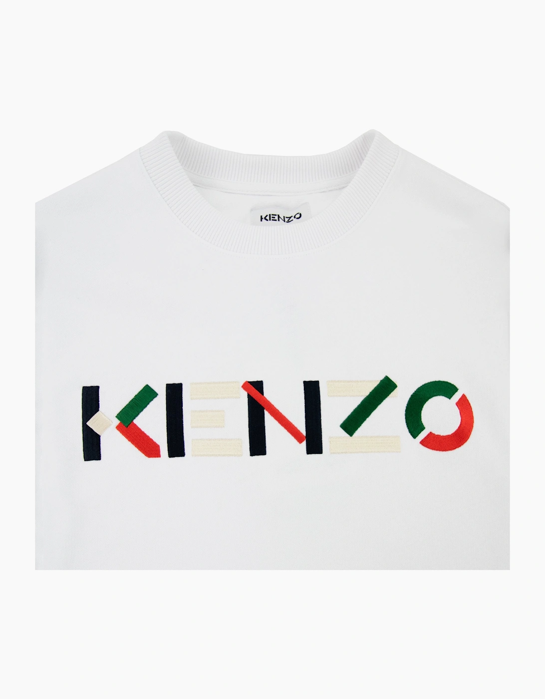 Kenzo Logo Print Crewneck Sweatshirt White 001