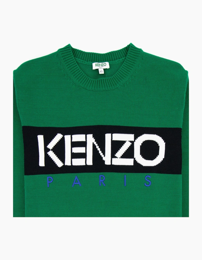 Kenzo Logo Crew Knit Sweatshirt Green