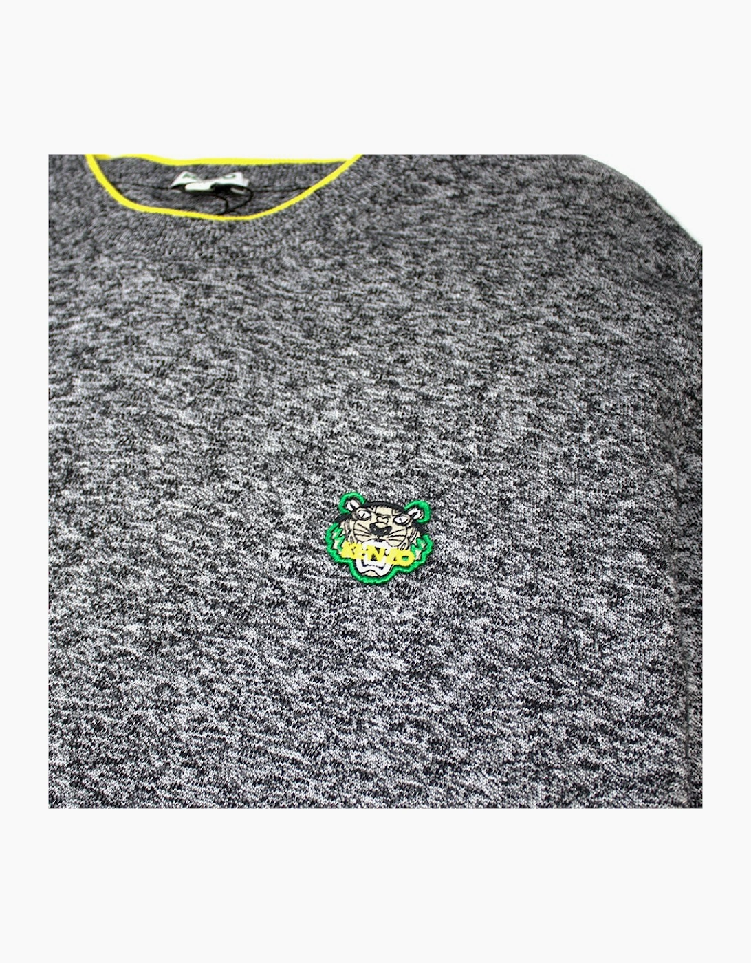 Kenzo Small Tiger Crest Knitted Jumper Grey/Yellow