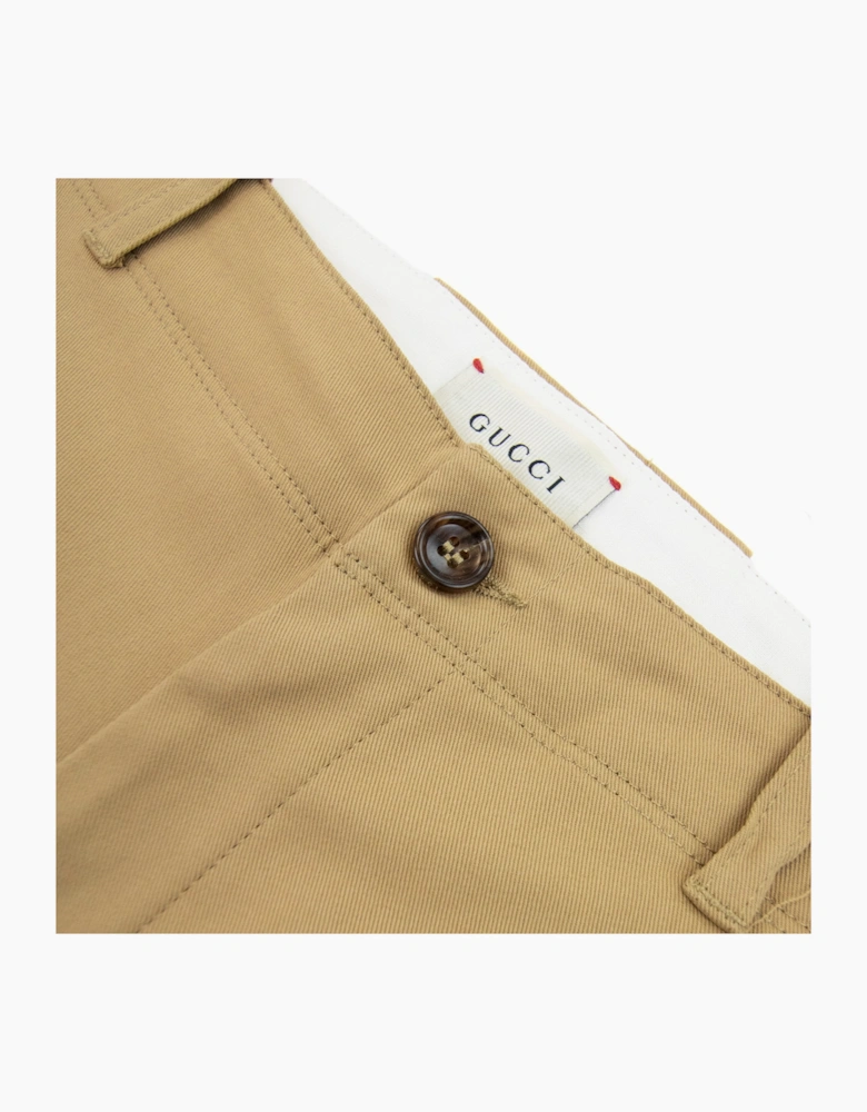Gucci Junior Embroidered Logo Chino Shorts Beige