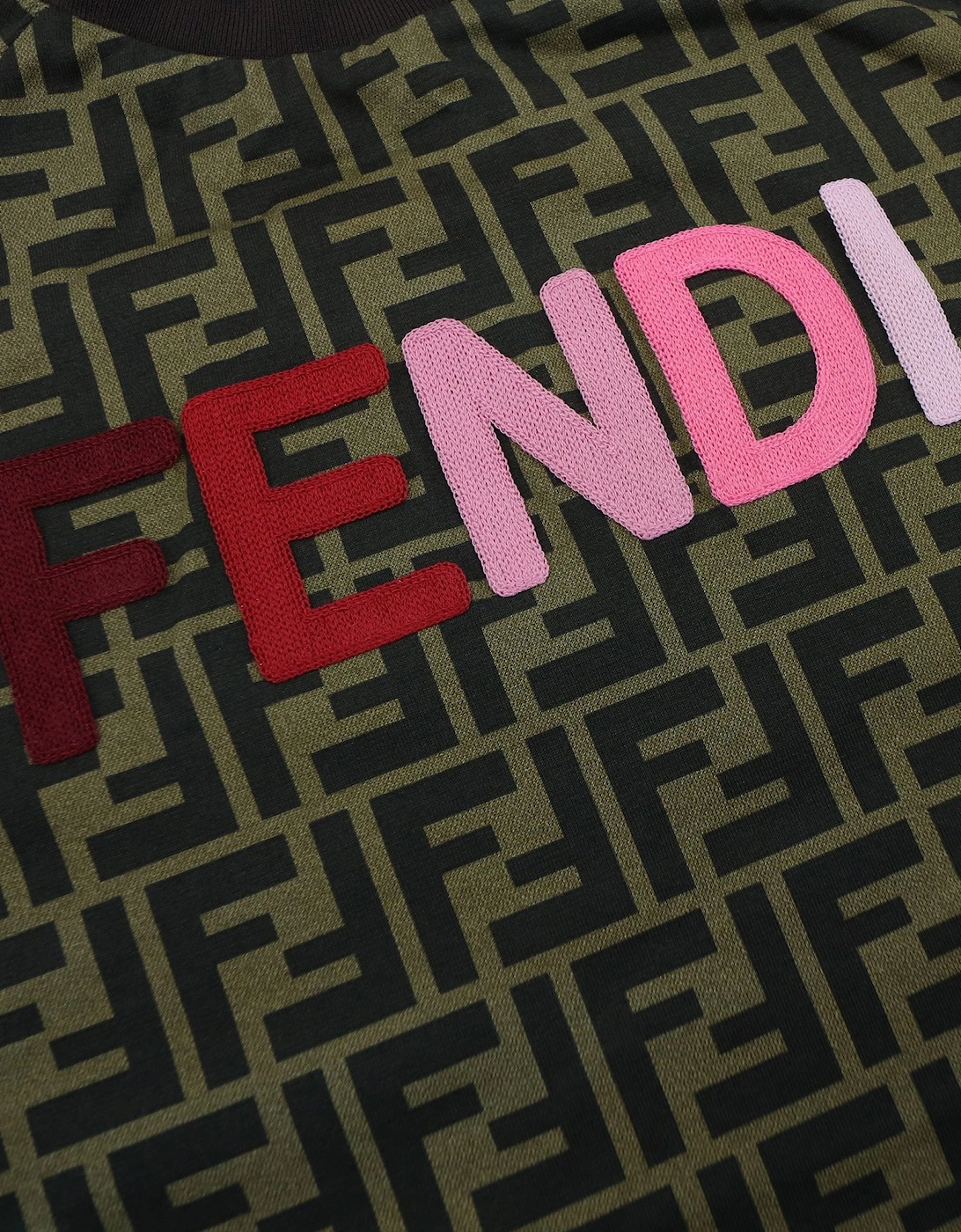 Fendi Kids Monogram Logo Detail T Shirt Brown/Pink