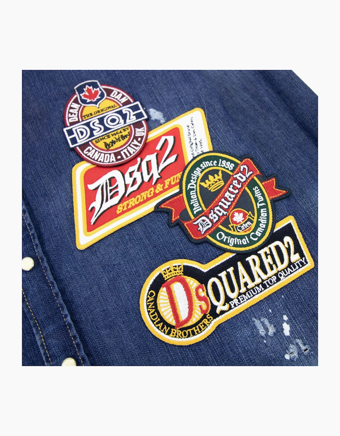 Dsquared2 Dark Dropped Military Denim Shirt Blue
