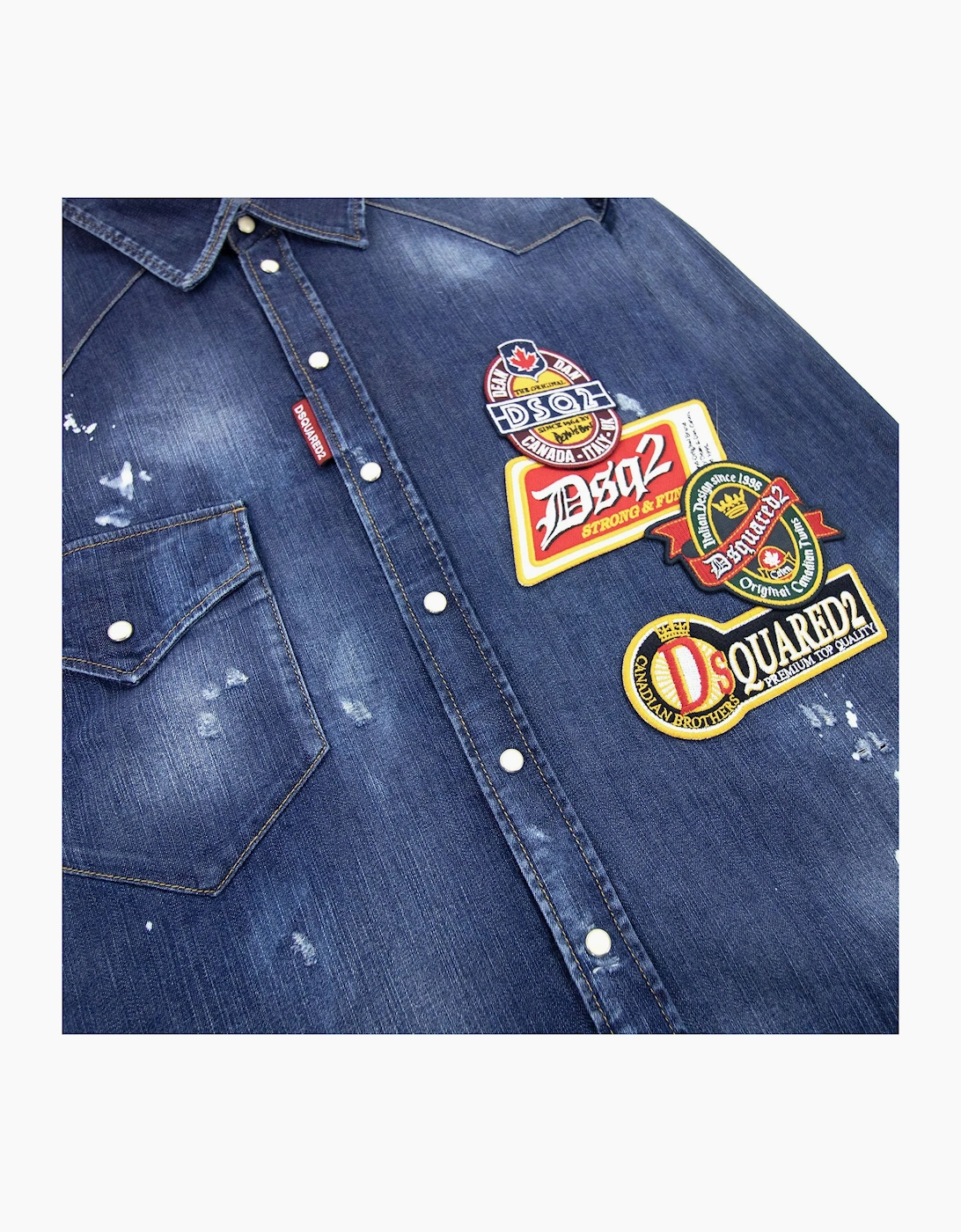 Dsquared2 Dark Dropped Military Denim Shirt Blue