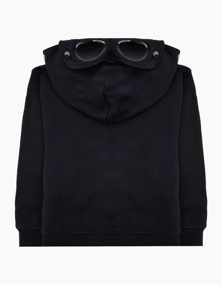 Cp Company Undersixteen U16 Diagonal Fleece Goggle Hooded Sweatshirt Black 999