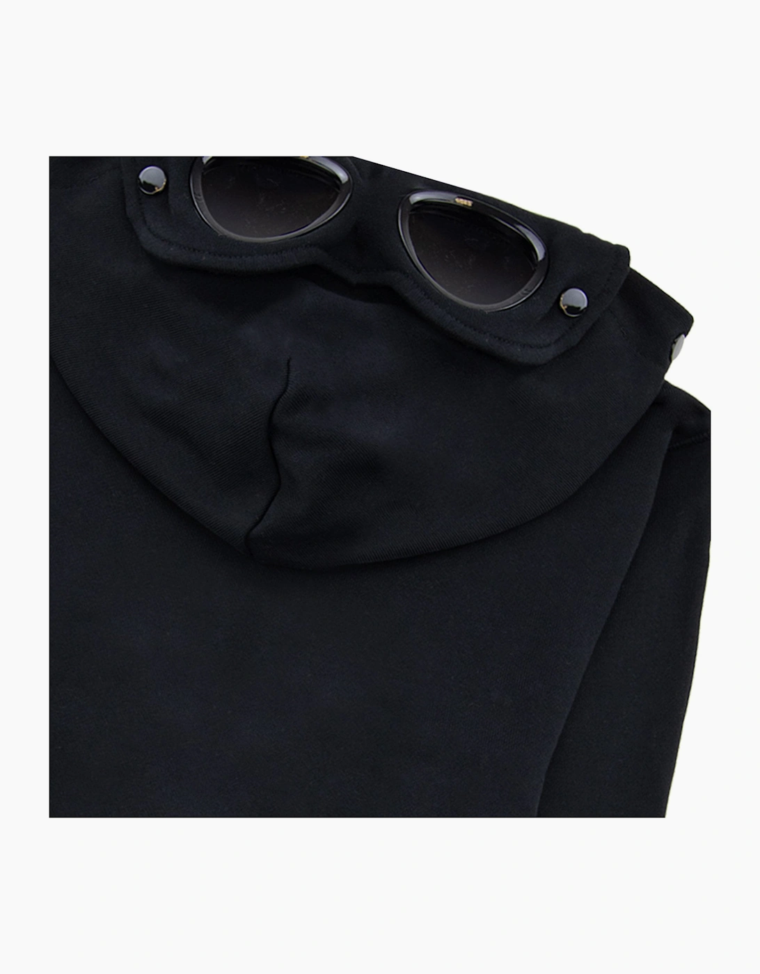 Cp Company Undersixteen U16 Diagonal Fleece Goggle Hooded Sweatshirt Black 999