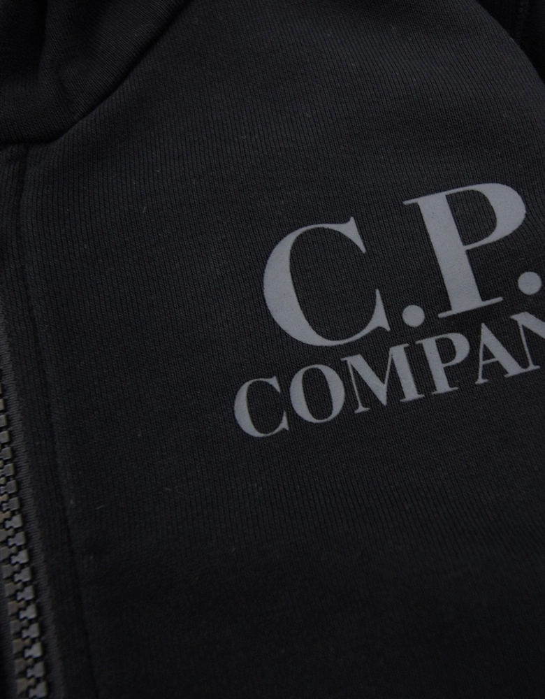 Cp Company Undersixteen U16 Diagonal Fleece Goggle Hooded Sweatshirt Black 999