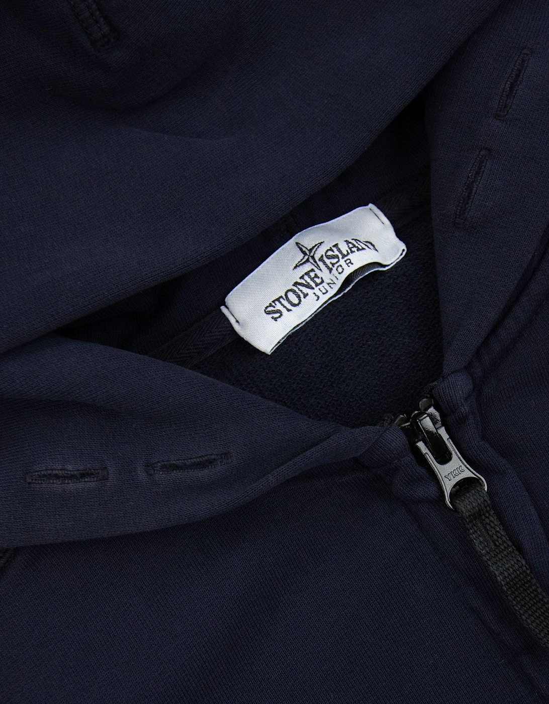 Stone Island Junior Patch Logo Zip Up Hoodie Navy V0026