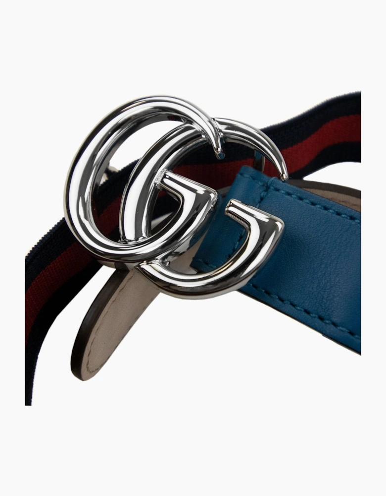 Gucci Junior Gg Web Logo Belt Turquoise/red