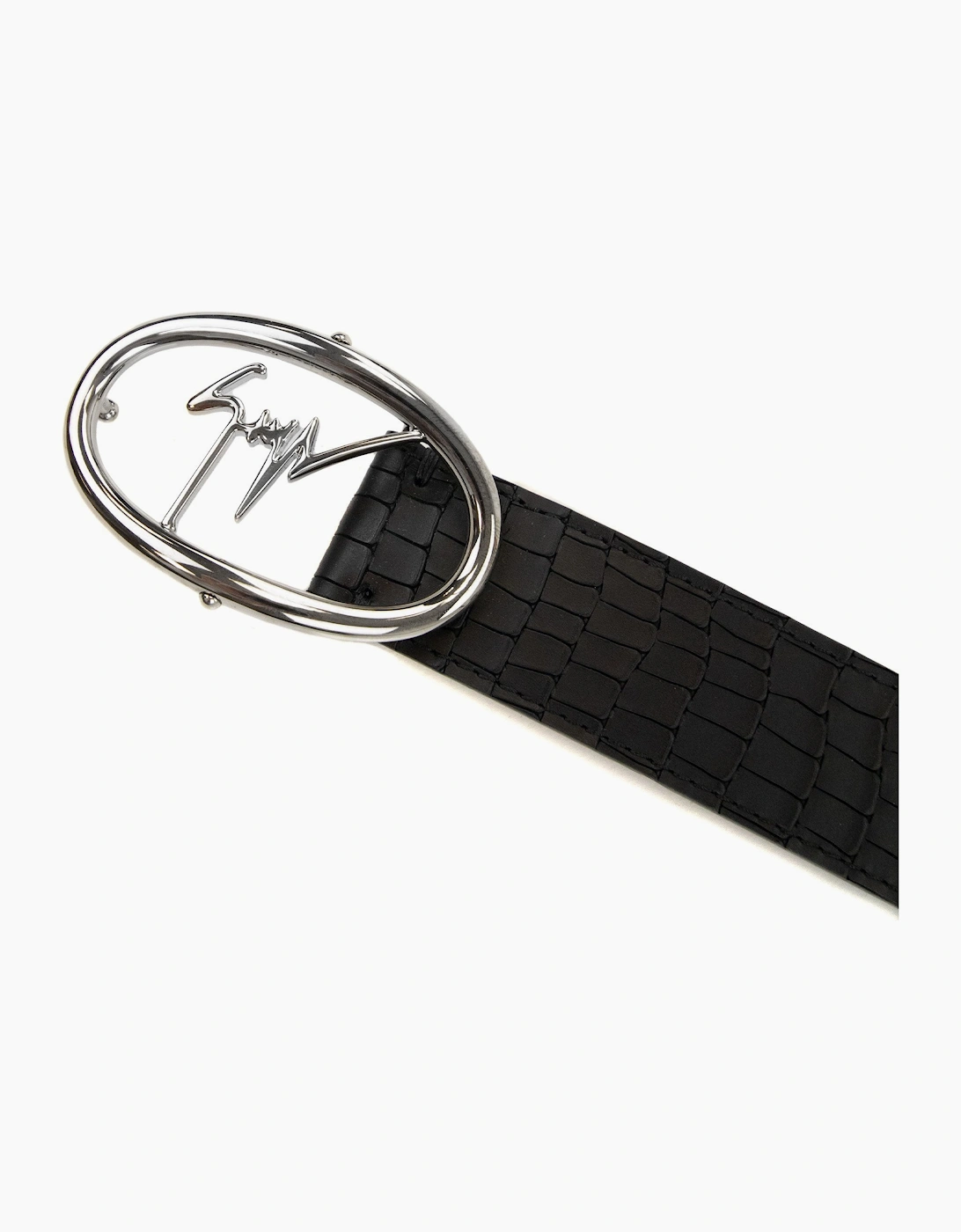 Giuseppe Zanotti Zayn Croc Leather Belt Black/silver