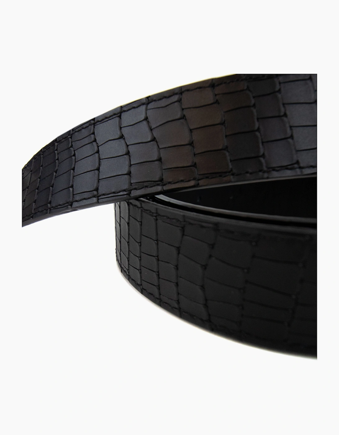 Giuseppe Zanotti Zayn Croc Leather Belt Black/silver