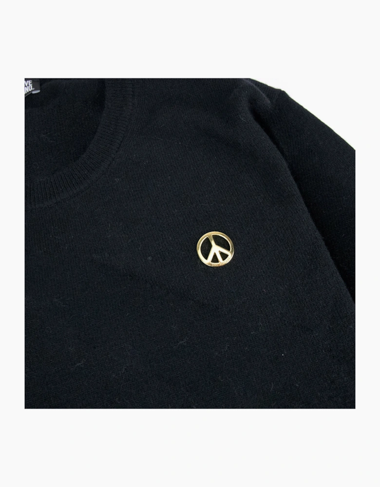 Love Moschino Gold Peace Logo Knit Sweat Black SA30